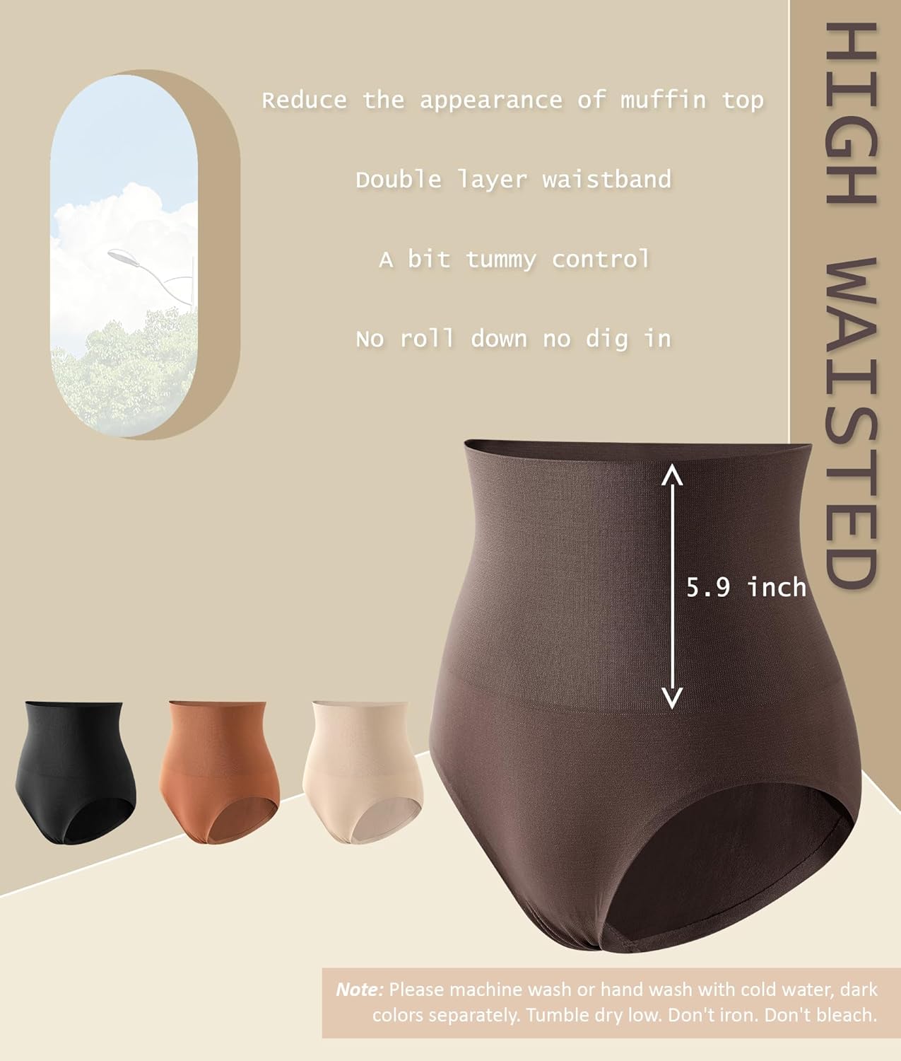 Women's High Waisted Tummy Control Underwear Panties Compression Slimming Seamless Briefs Shapewear 4 Pack