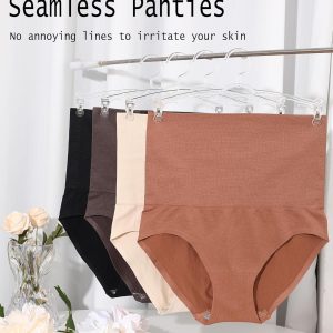 Women's High Waisted Tummy Control Underwear Panties Compression Slimming Seamless Briefs Shapewear 4 Pack