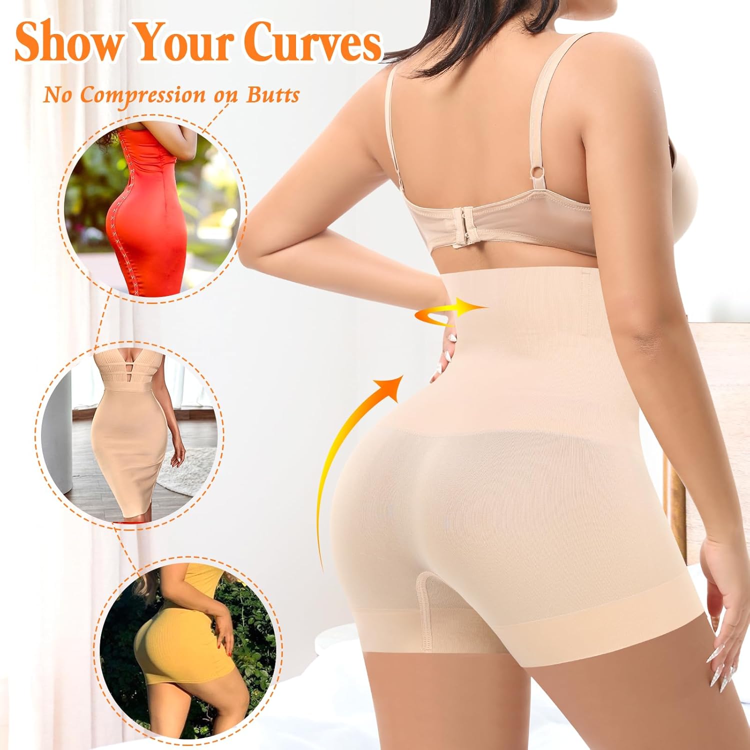 Womens Slip Shorts for Under Dress Seamless Shapewear Boyshorts Tummy Control Panties Shaping Shorts