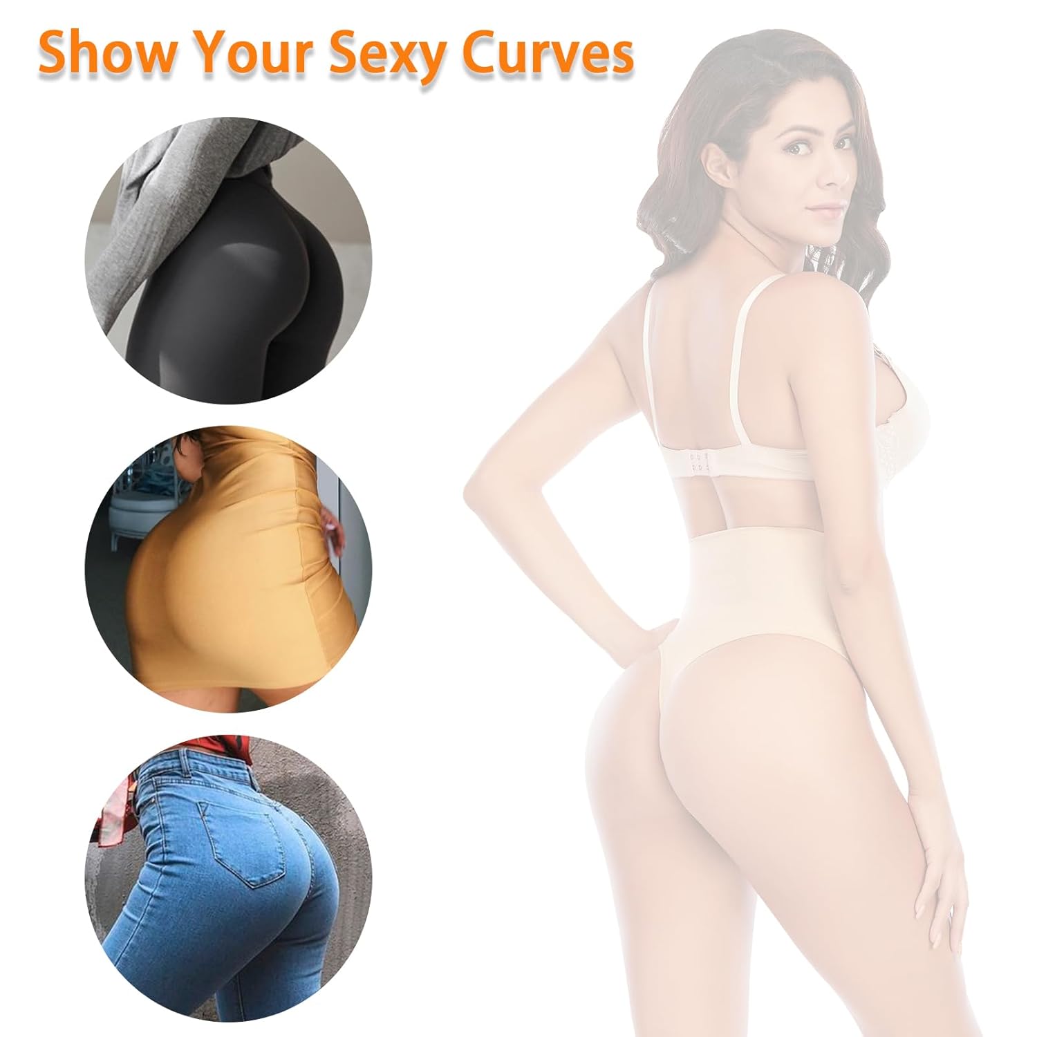 Womens Thong Shapewear Mid to High Waisted Shaper Thong WN0017