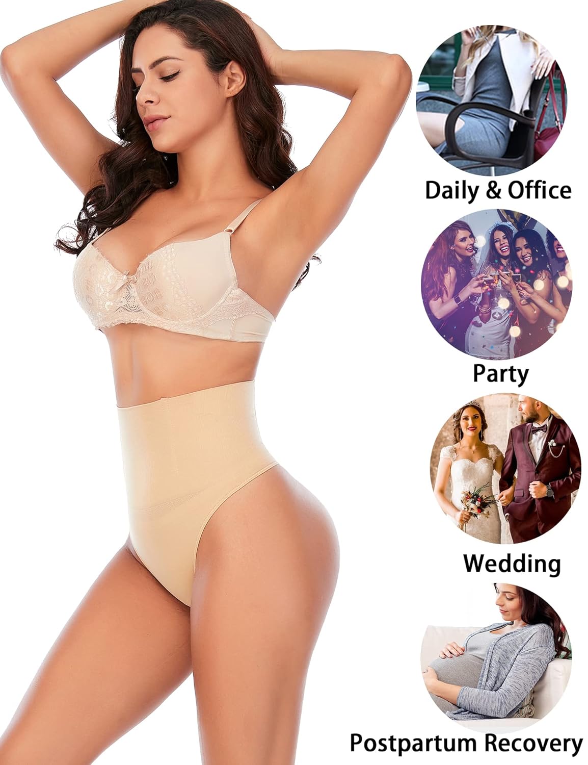 Womens Thong Shapewear Mid to High Waisted Shaper Thong WN0017